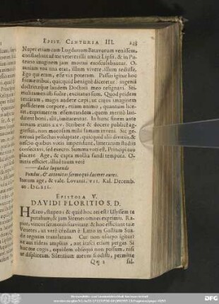 Epistola V. Davidi Floritio S. D.