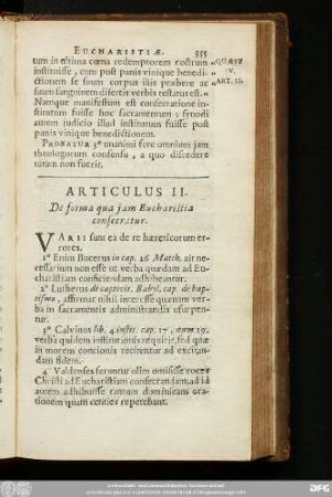 Articulus II. De forma qua iam Eucharistia consecratur.
