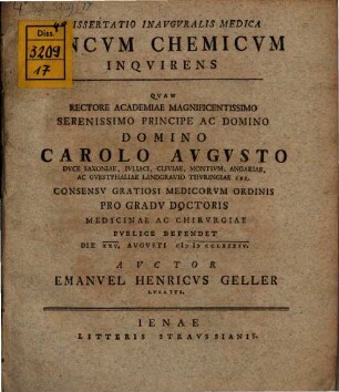 Diss. inaug. med. zincum chemicum inquirens