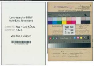 Entnazifizierung Heinrich Weiden , geb. 26.07.1903 (Werkmeister)