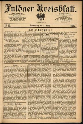 Erste Ausgabe vom Donnerstag, den 04. März 1897.