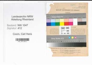 Entnazifizierung Carl Hans Coors , geb. 27.05.1903 (Theaterleiter)