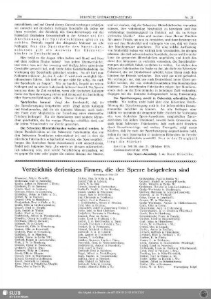 Verzeichnis derjenigen Firmen, die der Sperre beigetreten sind (Fortsetzung zu Seite 270)