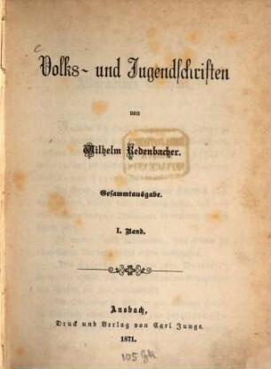 Volks- und Jugendschriften, 1