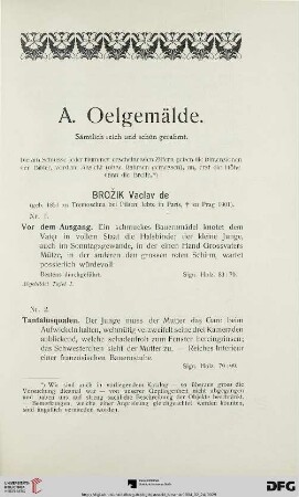 A. Oelgemälde. Sämtlich reich und schön gerahmt (Nr.1-93)