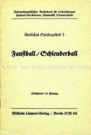 Heft mit Spielregeln für Faustball/Schleuderball