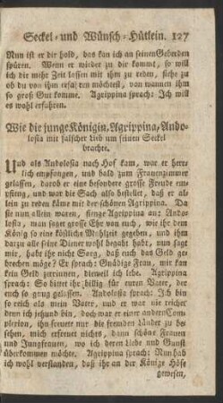 Wie die junge Königin, Aggrippina, Andolosia ... um seinen Seckel brachte.