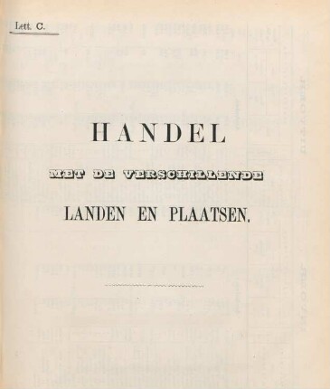Lett. C. Handel met de verschillende landen en plaatsen