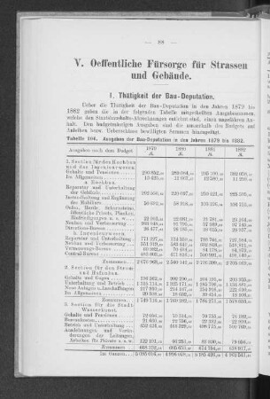 V. Oeffentliche Fürsorge für Strassen und Gebäude.