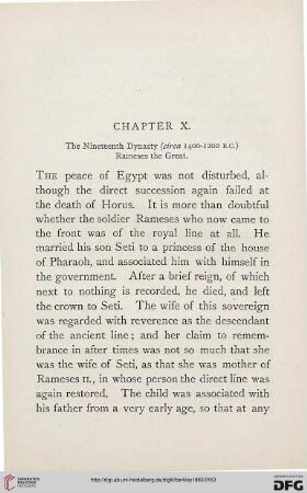 Chapter X; The Nineteenth Dynasty (circa 1400-1200 B.C.): Rameses the Great