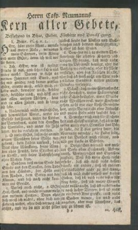 Herrn Casp. Neumanns Kern aller Gebete, Bestehend in Bitte, Gebet, Fürbitte und Dancksagung