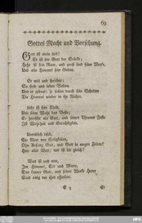 Gottes Macht und Vorsehung.