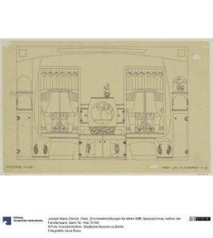 Wien, Zimmereinrichtungen für Alfred Stifft, Speisezimmer, Aufriss der Fensterwand