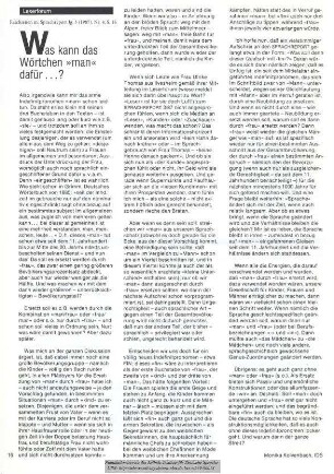 Was kann das Wörtchen "man" dafür...? [Leserforum]