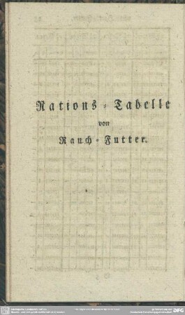 Rations-Tabelle von Rauch-Futter