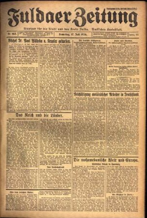 Ausgabe vom Samstag, den 17. Juli 1926.
