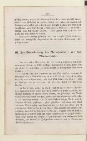 III. Die Verarbeitung der Naturprodukte aus dem Mineralreiche