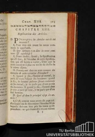 Chapitre XIII. Explication des Articles.