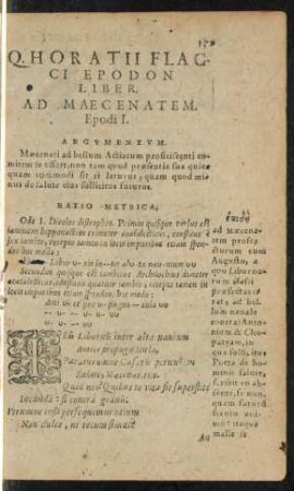 Q. Horatii Flacci Epodon Liber.