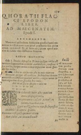 Q. Horatii Flacci Epodon Liber.