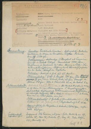 Stadttheater, Dortmund: Schriftstück zum Fragebogen für das Handbuch »Das Deutsche Theater«, zwei Seiten