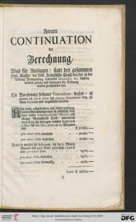 Fernere Continuation der Berechnung