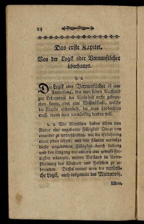 Das erste Kapitel. Von der Logik oder Vernunftlehre überhaupt.