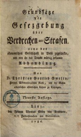 Grundsätze der Gesetzgebung über Verbrechen und Strafen