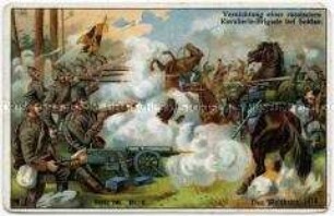 Sammelbild "Vernichtung einer russischen Kavallerie-Brigade bei Soldau" der Serie " Der Weltkrieg 1914" (Serie 796, Nr. 3)