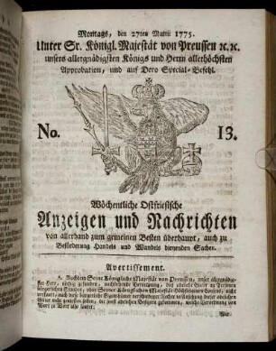 No. 13. Montags, den 27ten Martii 1775
