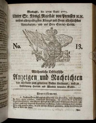 No. 13. Montags, den 27ten Martii 1775