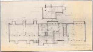 Grünflächen an der Volksschule, Köln-Zollstock: Westtrakt: Grundriss Kellergeschoss 1:50 (Zeichnung des Architekten)