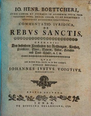 Commentatio iur. de rebus sanctis