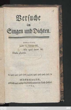 Versuche im Singen und Dichten