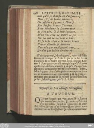 Réponse de Son Altesse Sérénissime, A L'Auteur.