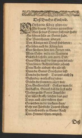 Deß Buchs Einhalt.