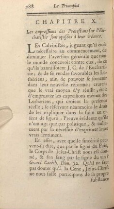 Chapitre X. Les expressions des Protestans sur l'Eucharistie sont oposées à leur créance.