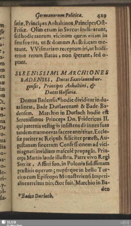 Serenissimi Marchiones Badenses, Duces Saxolauenburgenses, Principes Anhaltini, & Duces Holsatiae