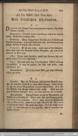 Ad. Tit. XXIV. Ord. Proc. Rec. Von brieflichen Uhrkunden