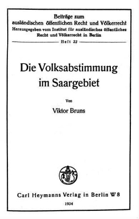 Die Volksabstimmung im Saargebiet