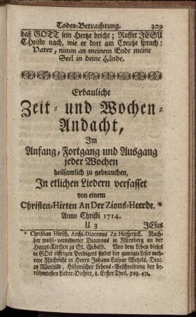 Erbauliche Zeit- und Wochen-Andacht, ...