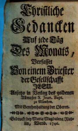 Christliche Gedancken Auf jede Täg Des Monats