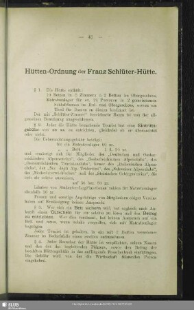 Hütten-Ordnung der Franz Schlüter-Hütte