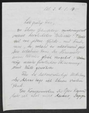 Brief von Oskar Loerke an Margarete Hauptmann