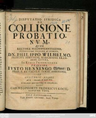 Dispvtatio Ivridica De Collisione Probationvm