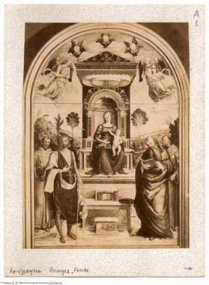 Madonna und den heiligen Franziskus, Johannes der Täufer, Hieronymus und Antonius von Padua (Pala di San Girolamo da Perugia)