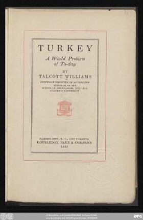 Turkey : a world problem of to-day