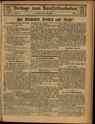 Zweite Ausgabe vom Sonntag, den 07. Dezember 1924.