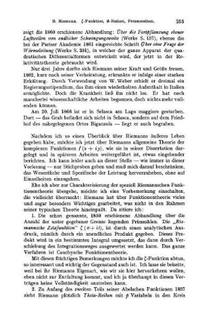 Riemanns Funktionentheorie.