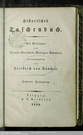 10.1839: Historisches Taschenbuch